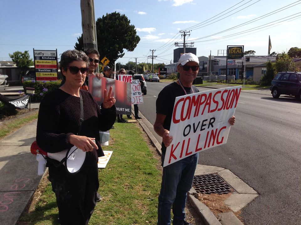 Vigil at Chicken Slaughterhouse, Auckland, NZ, 17 January 2020